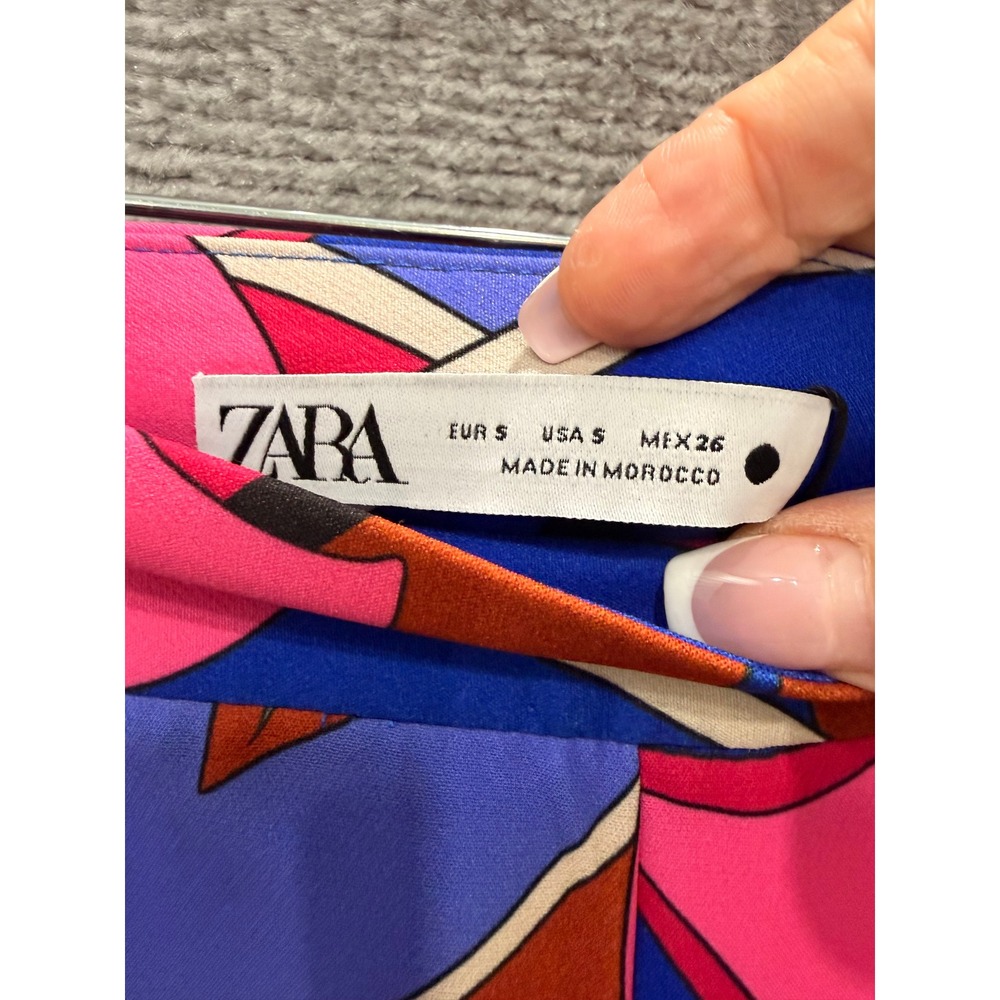 Zara Shorts Womens Small Multicolor Abstract Floral High Waisted Summer Festival - Picture 5 of 8